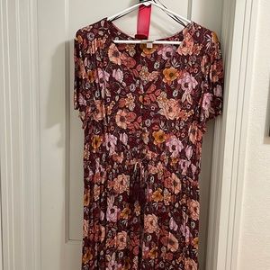 Fall floral midi dress